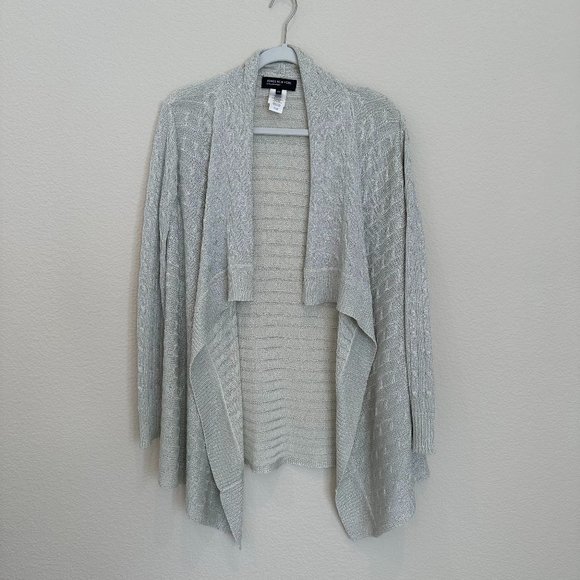 Jones New York Collection Silver Open Front Sweater - Picture 1 of 3
